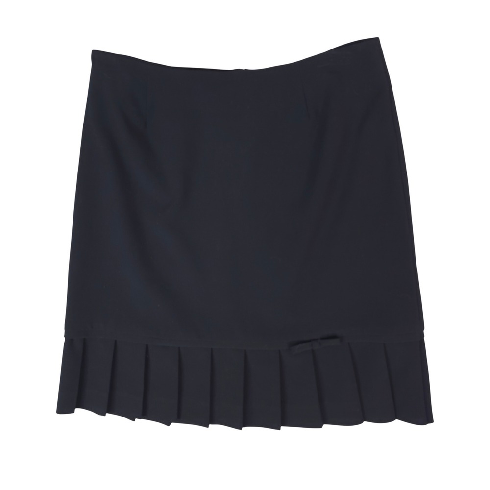 Goodclothes Pleated Hem Skirt Women 6 Black Bow Accent Professional Mini Skirt